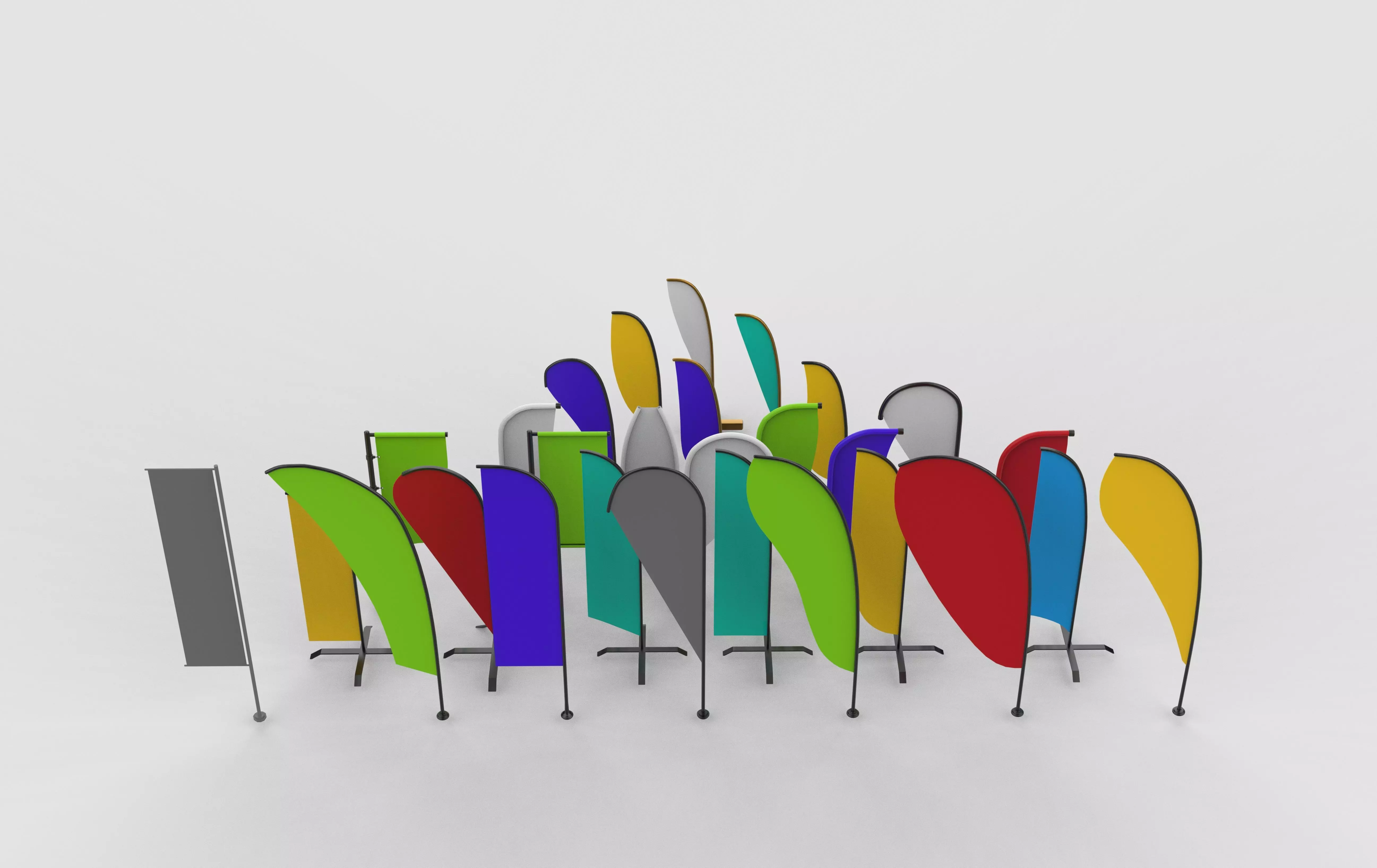 banner commercial flag 3D model_10