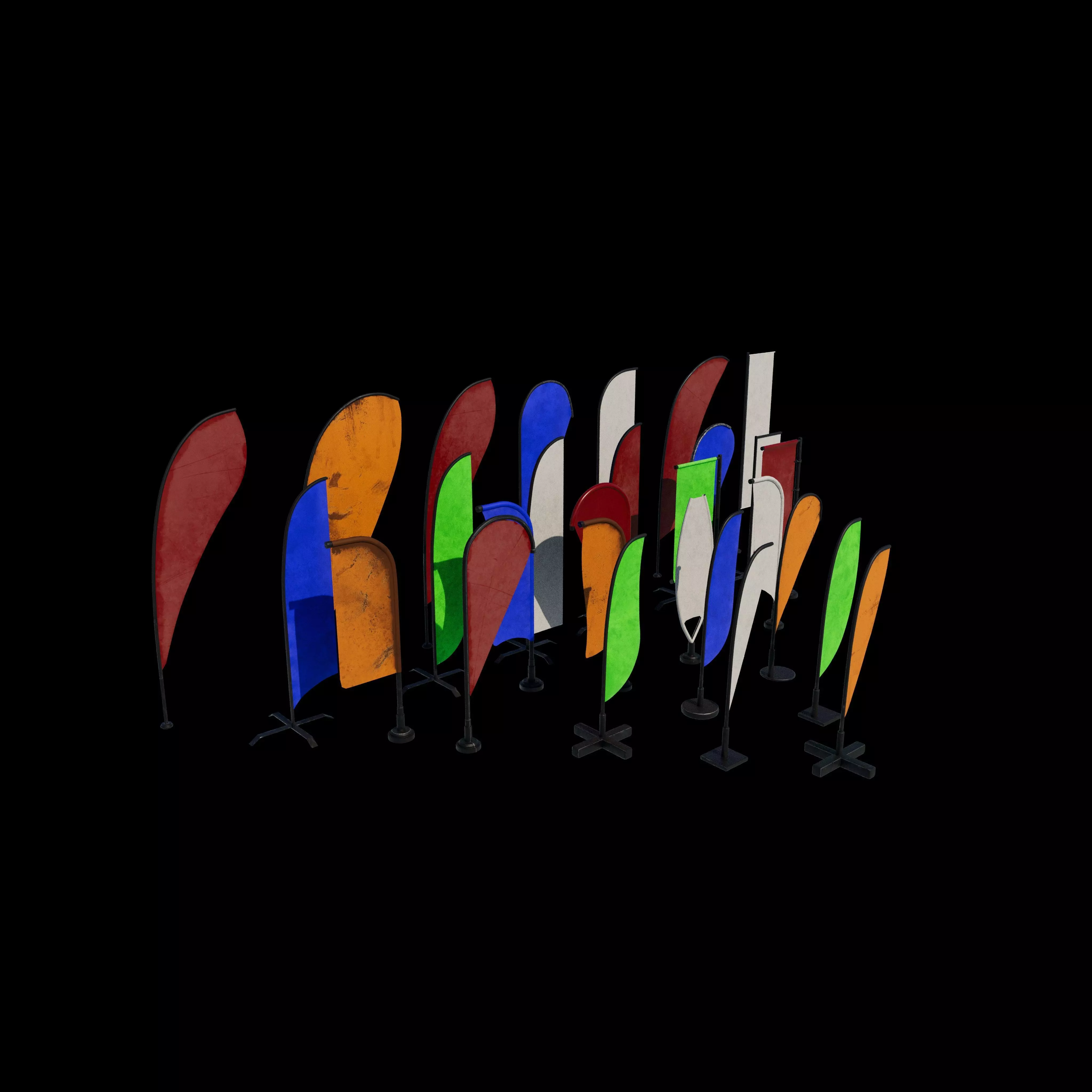 banner commercial flag 3D model_4