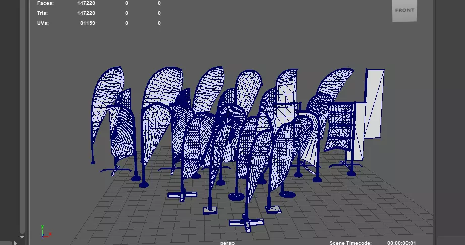 banner commercial flag 3D model_14