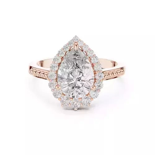 Pear Cut Halo Diamond Engagement Wedding Ring 3DM STL Video