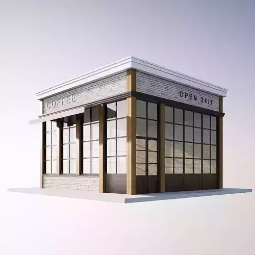 coffee shop Low-poly 3D model