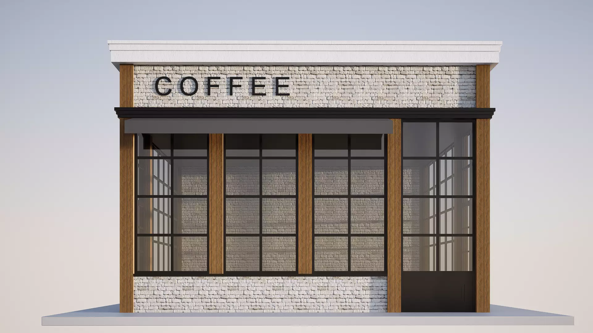 coffee shop Low-poly 3D model_2