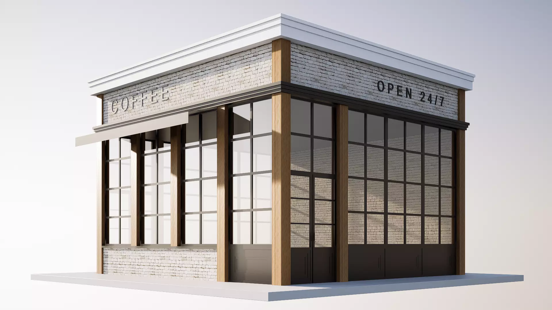 coffee shop Low-poly 3D model_6