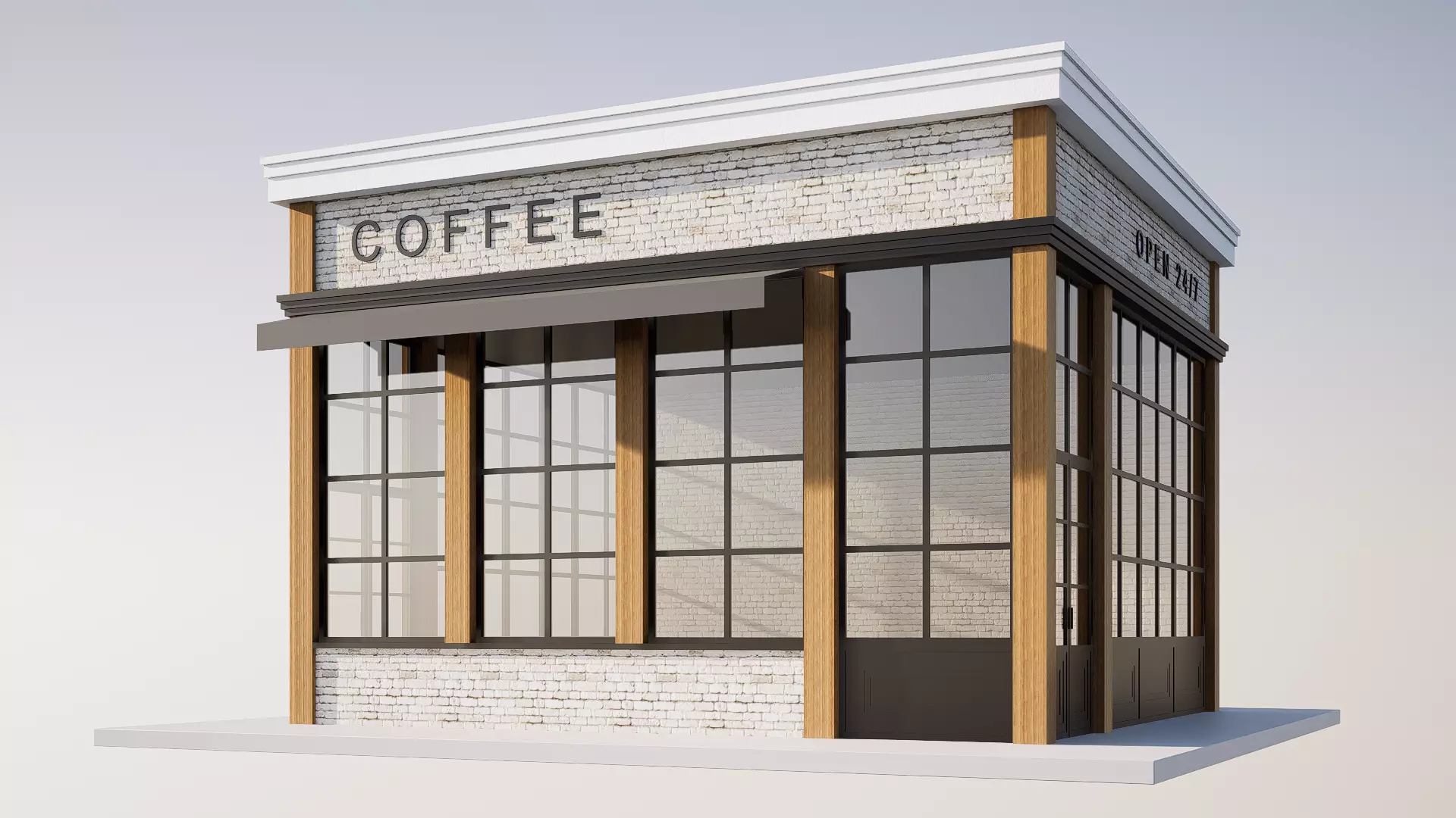 coffee shop Low-poly 3D model_3