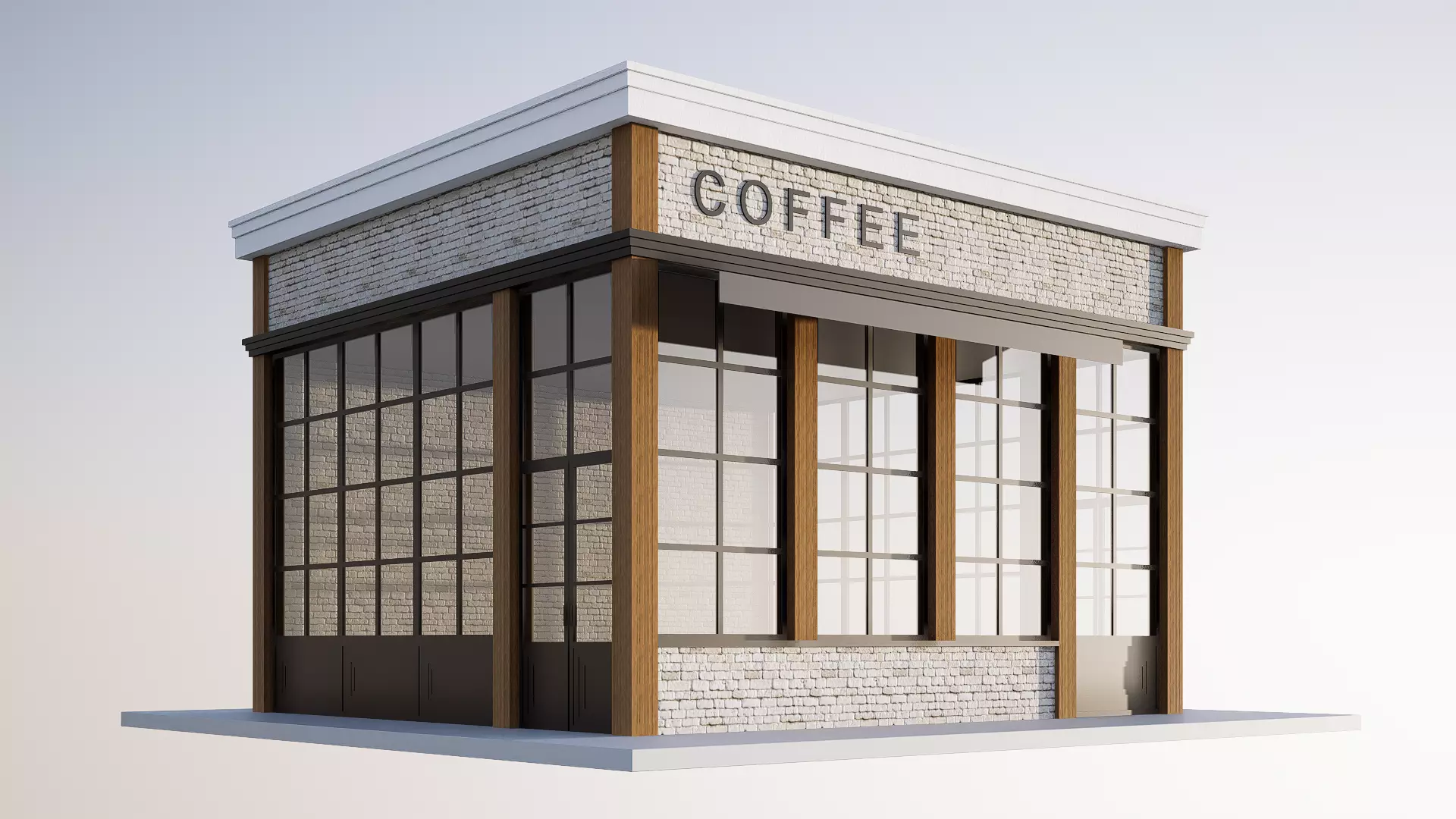coffee shop Low-poly 3D model_1
