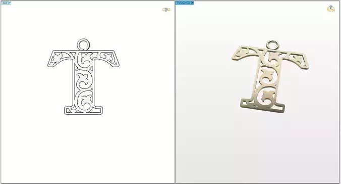 T letter pendant 3D print model