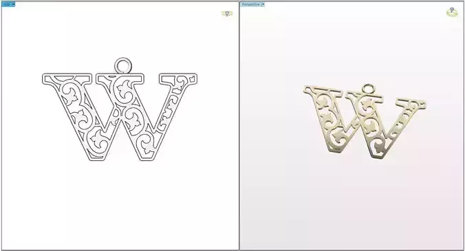 W letter pendant 3D print model