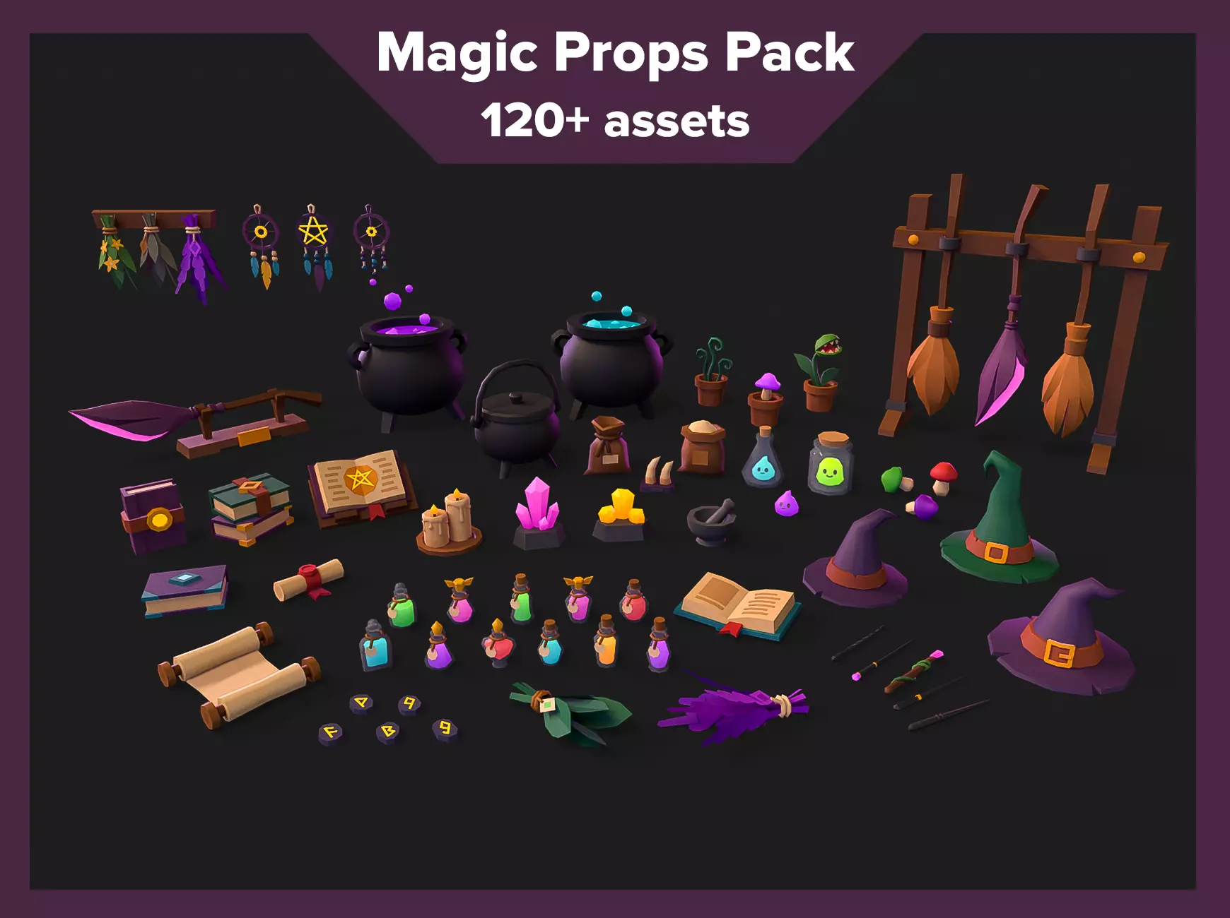 Stylized Magic Props Pack Low-poly 3D model_0