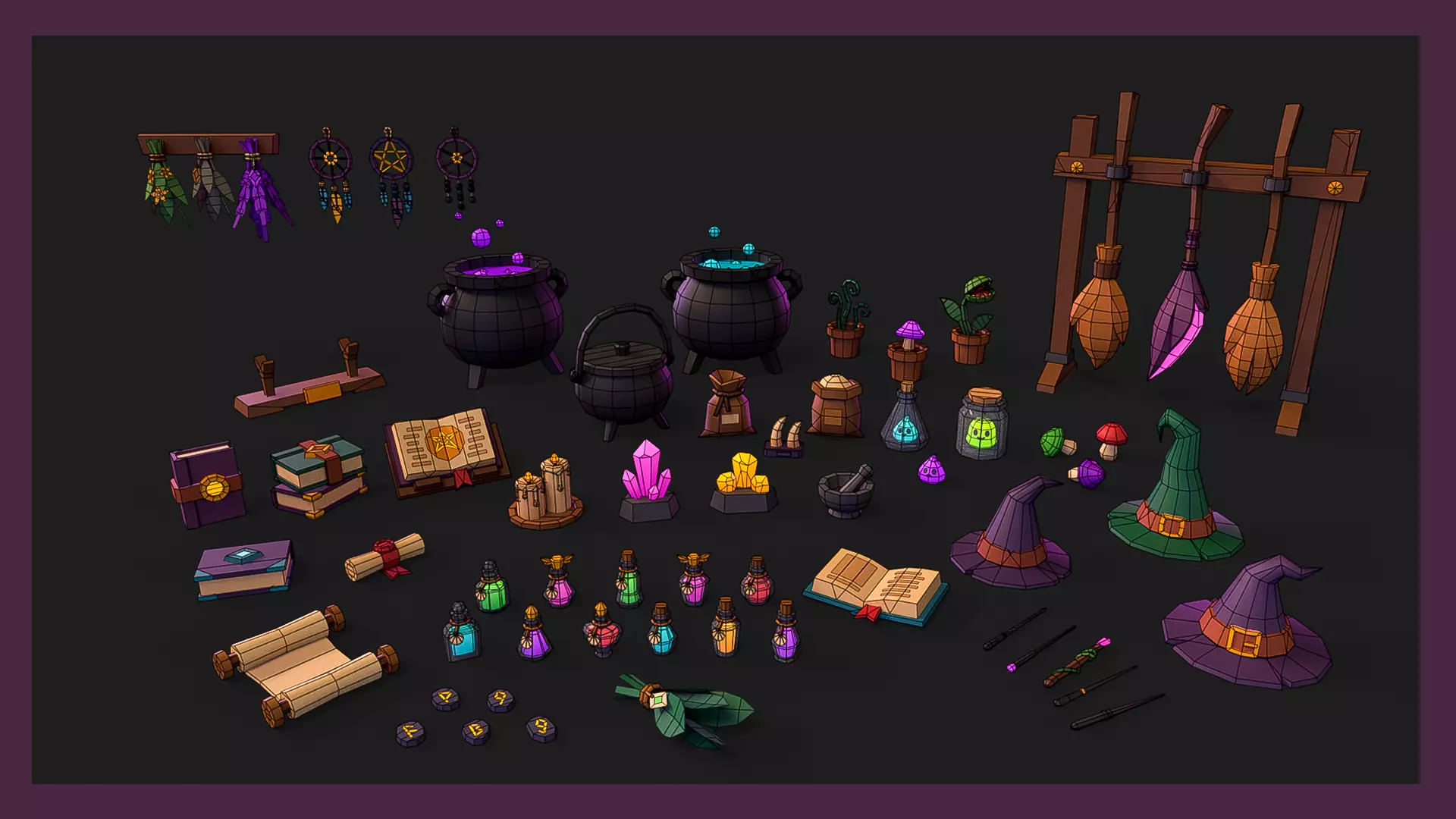 Stylized Magic Props Pack Low-poly 3D model_14