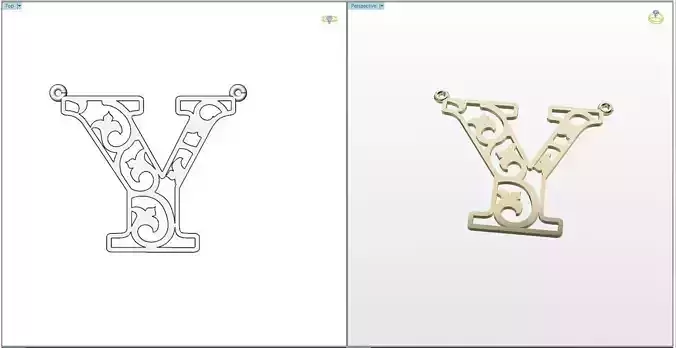 Y letter pendant 3D print model