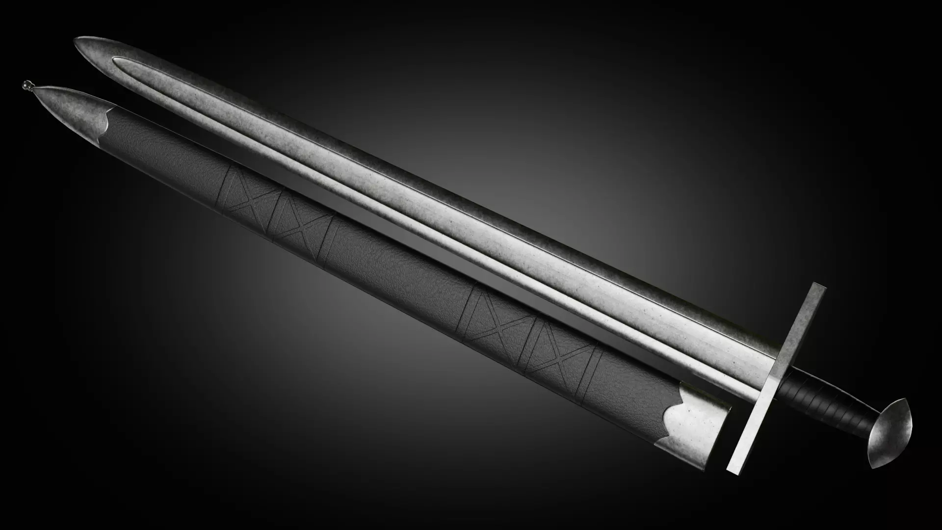 Medieval Viking historical Sword X Oakshot High-Poly PBR Low-poly 3D model_0