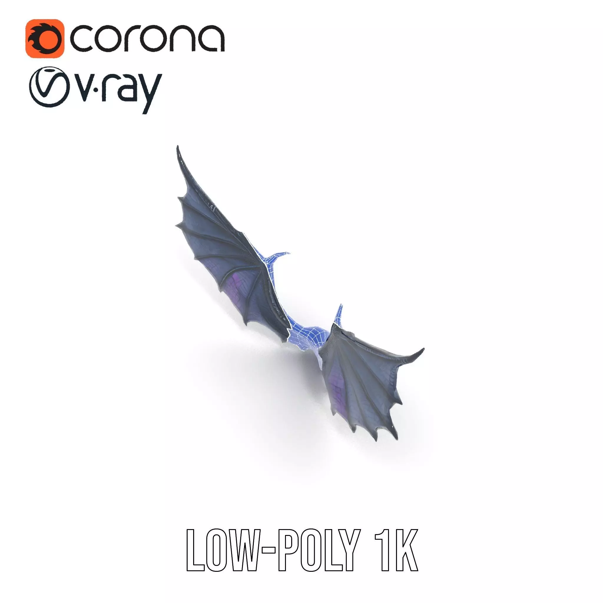 Gothic Dragon Wings model pack Low-poly 3D model_10