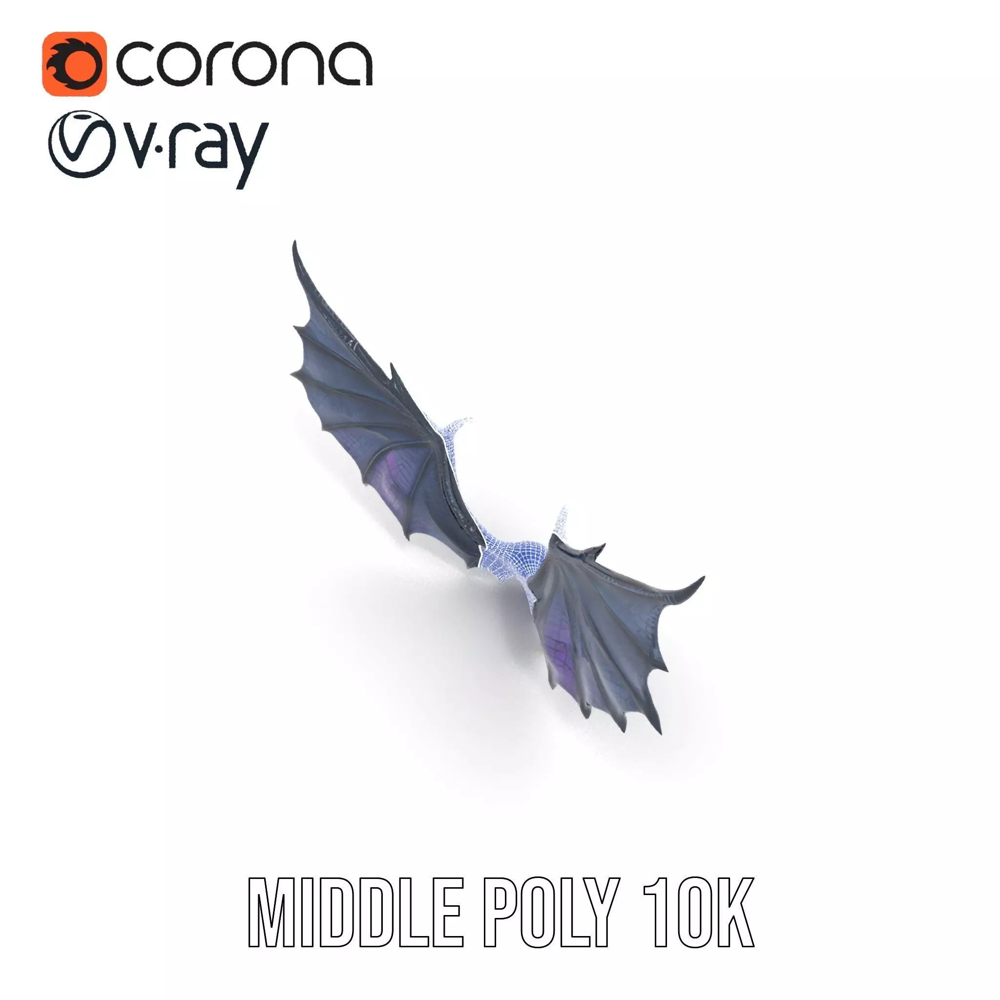 Gothic Dragon Wings model pack Low-poly 3D model_30