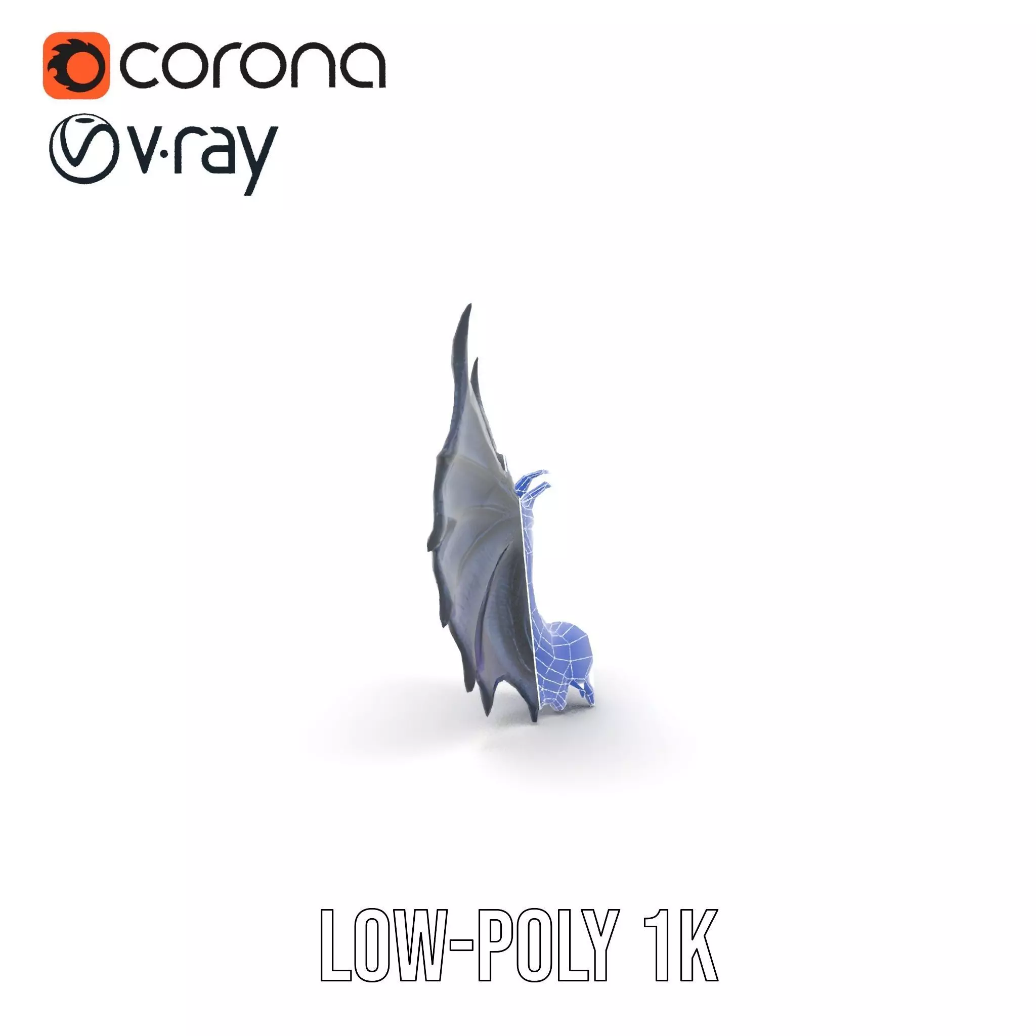 Gothic Dragon Wings model pack Low-poly 3D model_15