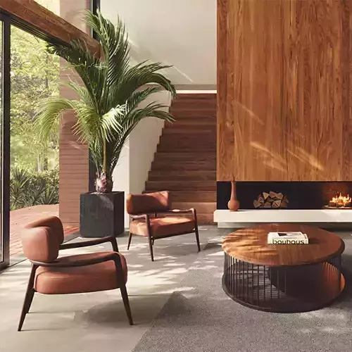 Modern Wooden Armchair  Low-poly 3D model 3