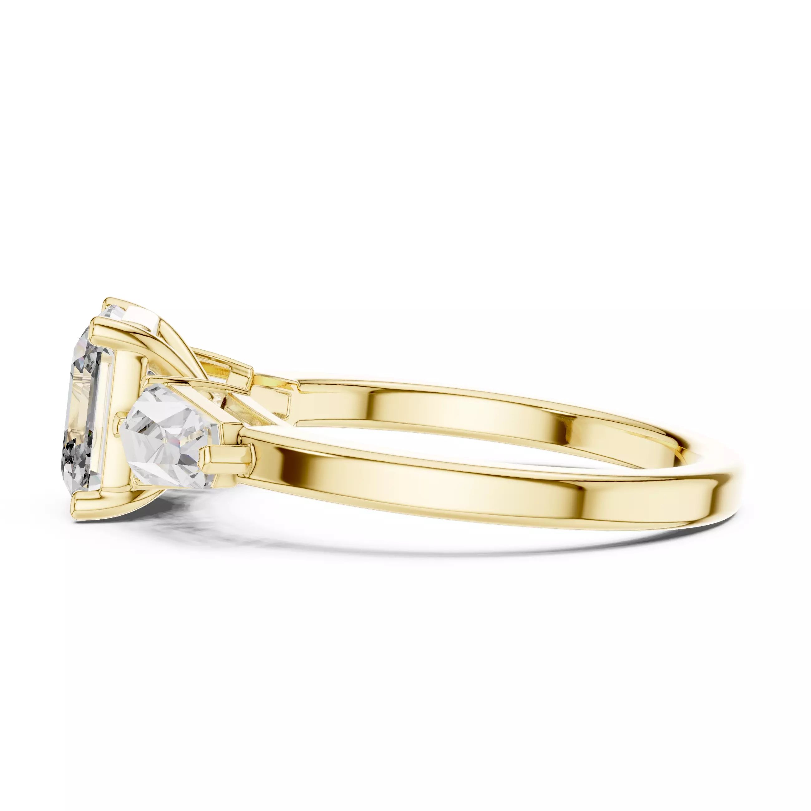 Three Stone Asscher and Kite Cut Wedding Ring 3DM STL Video 3D print model_8