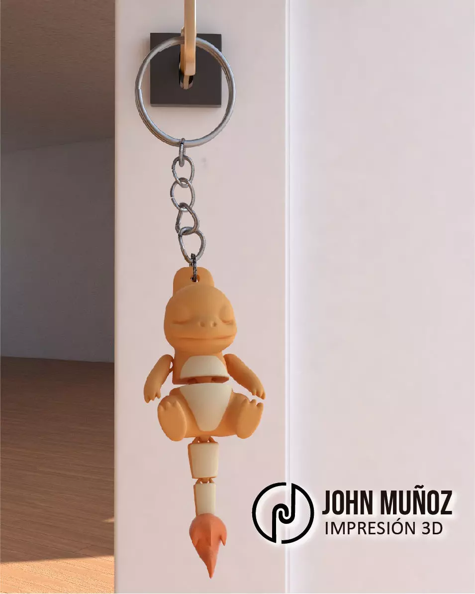 Baby Charmander Sleeping Articulated keychain 3D print model_0