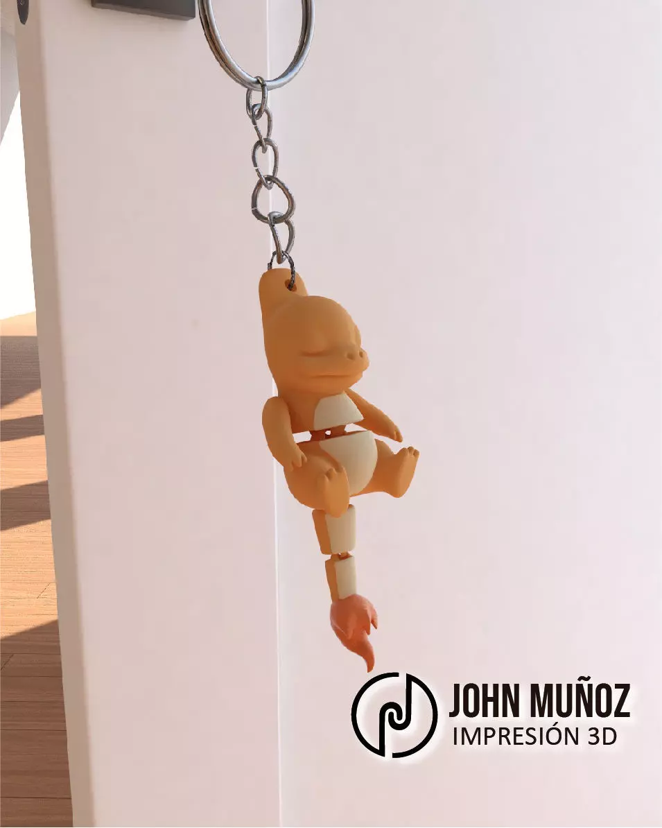 Baby Charmander Sleeping Articulated keychain 3D print model_2