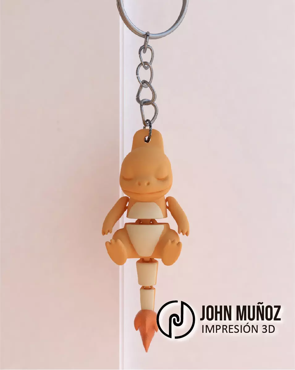 Baby Charmander Sleeping Articulated keychain 3D print model_4