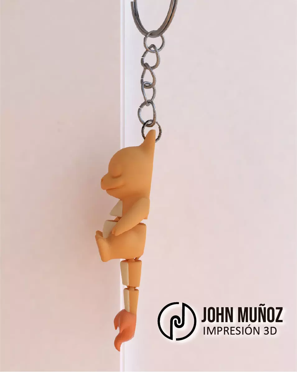 Baby Charmander Sleeping Articulated keychain 3D print model_3