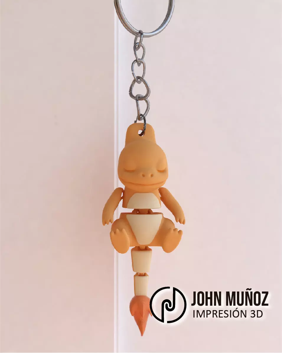 Baby Charmander Sleeping Articulated keychain 3D print model_5