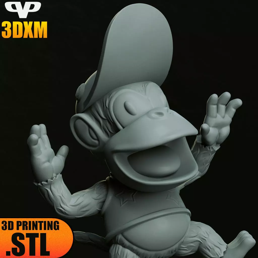 Diddy Kong Chibi STL for 3D Printing 3DXM ChibiSTL 3D print model_8