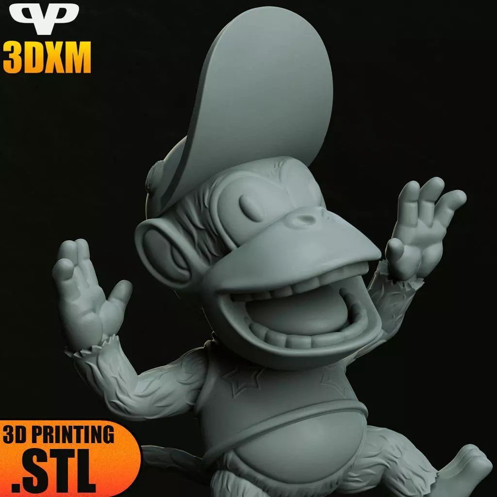 Diddy Kong Chibi STL for 3D Printing 3DXM ChibiSTL 3D print model_6