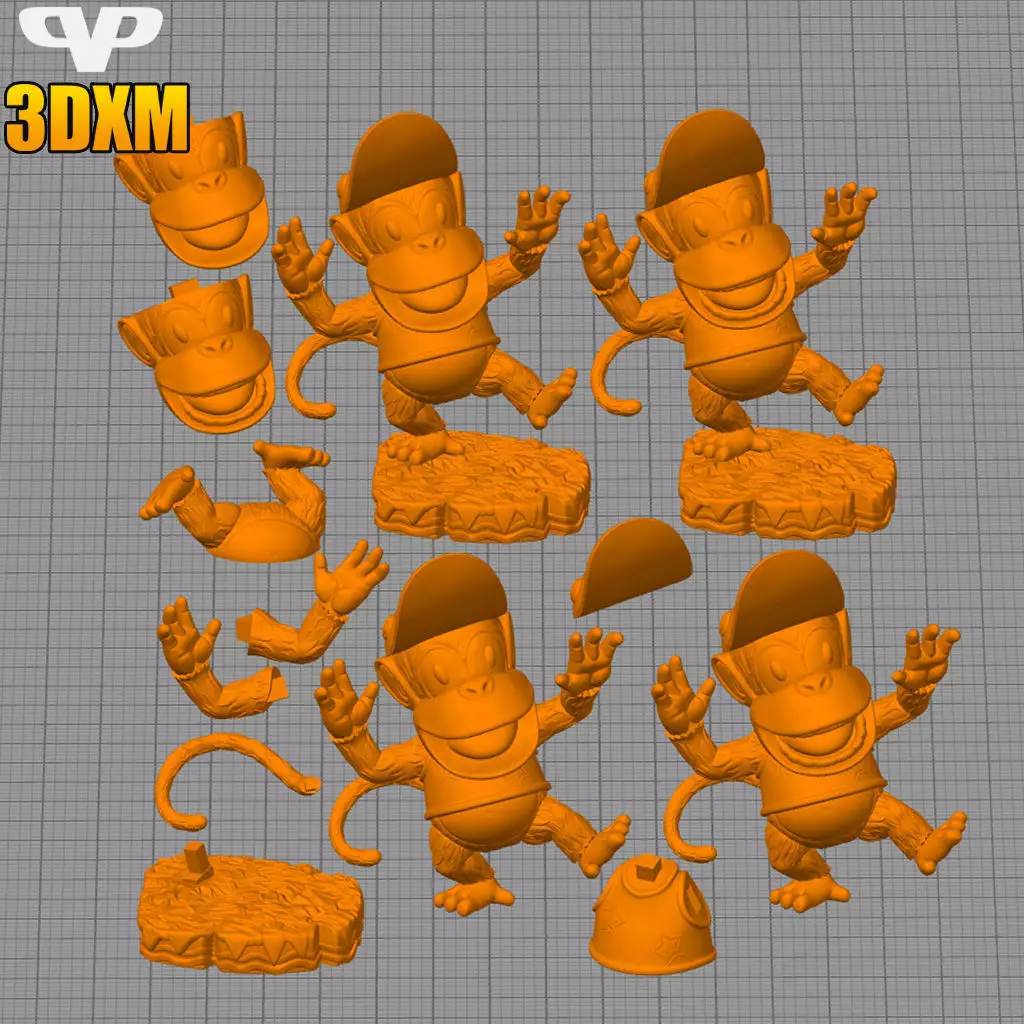 Diddy Kong Chibi STL for 3D Printing 3DXM ChibiSTL 3D print model_4