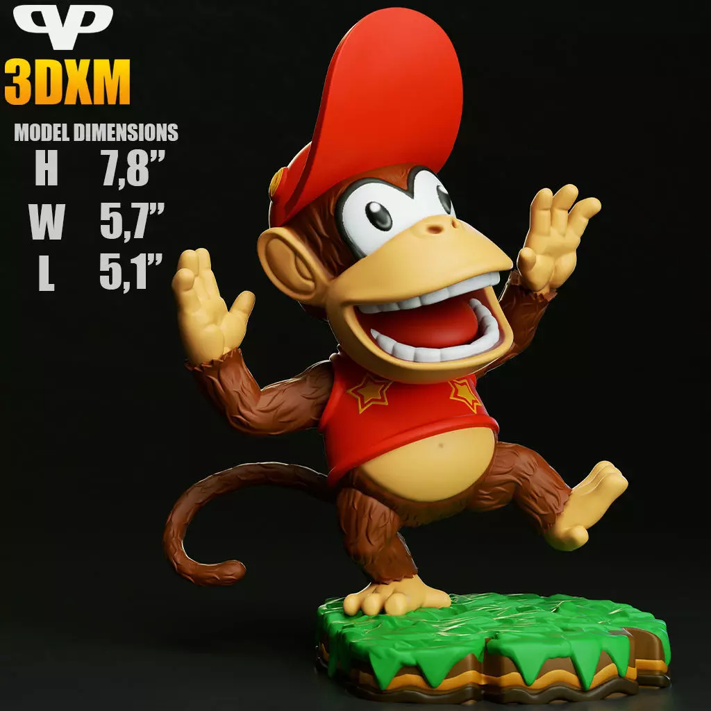 Diddy Kong Chibi STL for 3D Printing 3DXM ChibiSTL 3D print model_9