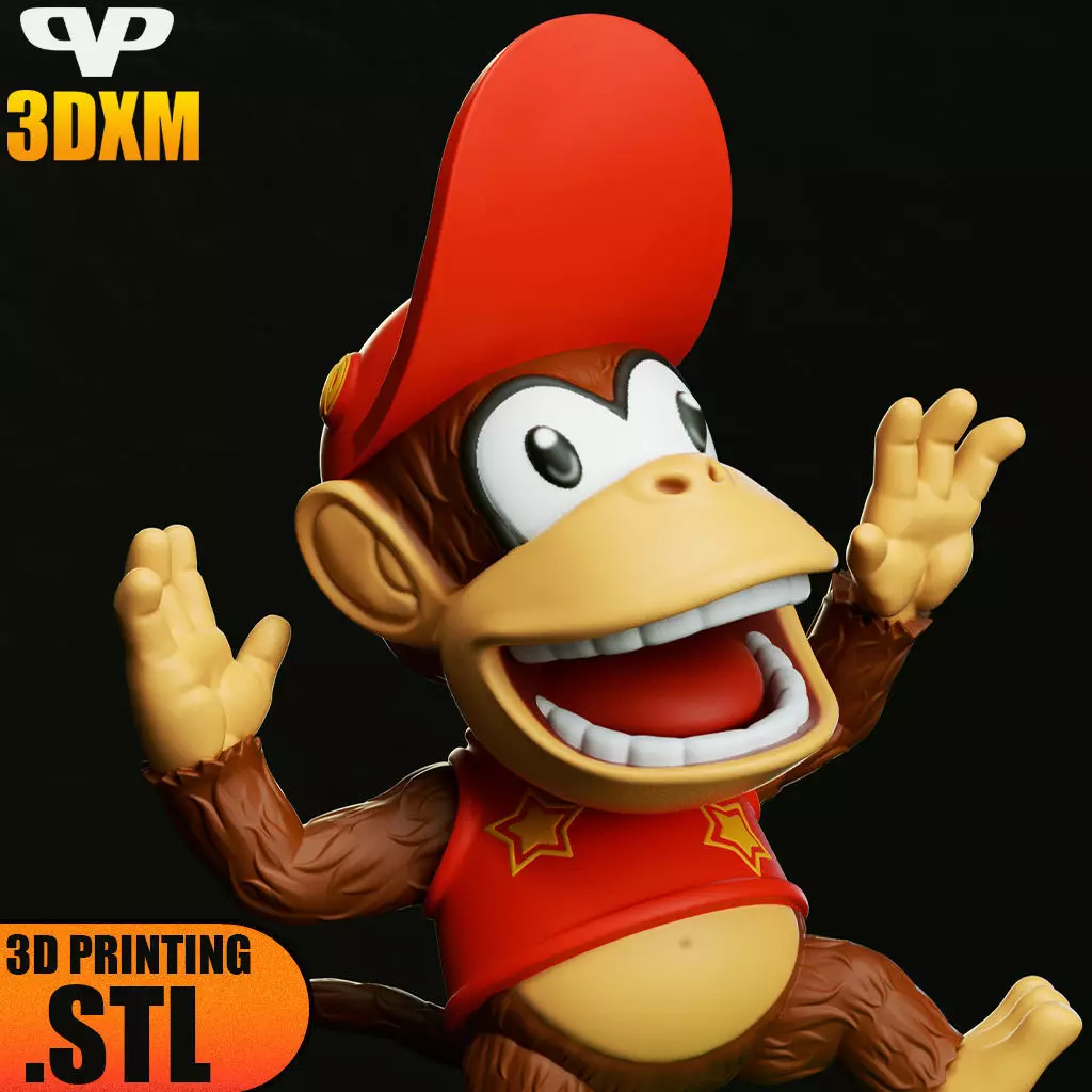 Diddy Kong Chibi STL for 3D Printing 3DXM ChibiSTL 3D print model_1