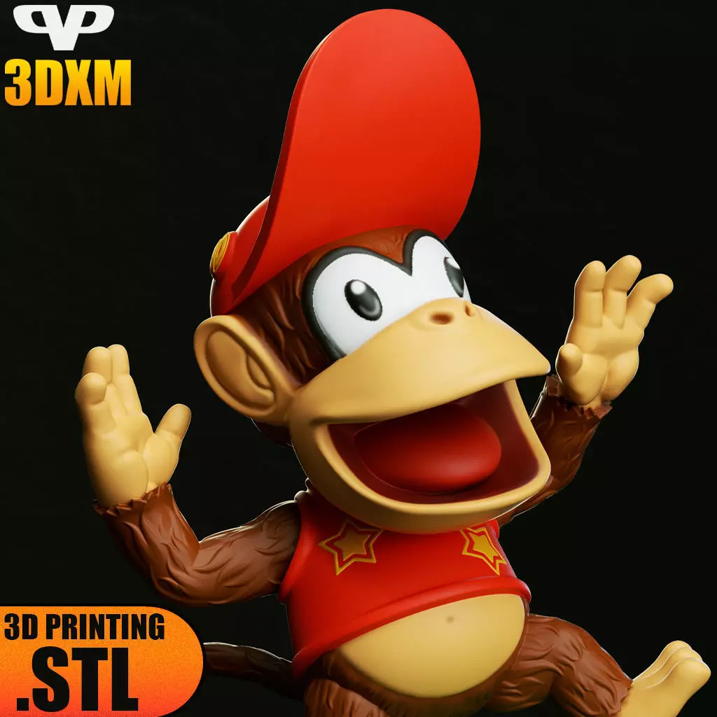 Diddy Kong Chibi STL for 3D Printing 3DXM ChibiSTL 3D print model_3