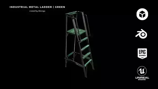 Industrial Metal Ladder - Green