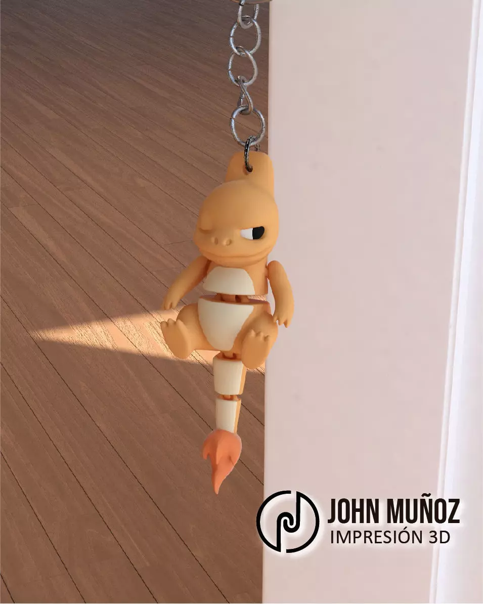 Baby Charmander Cheeky Articulated keychain 3D print model_0