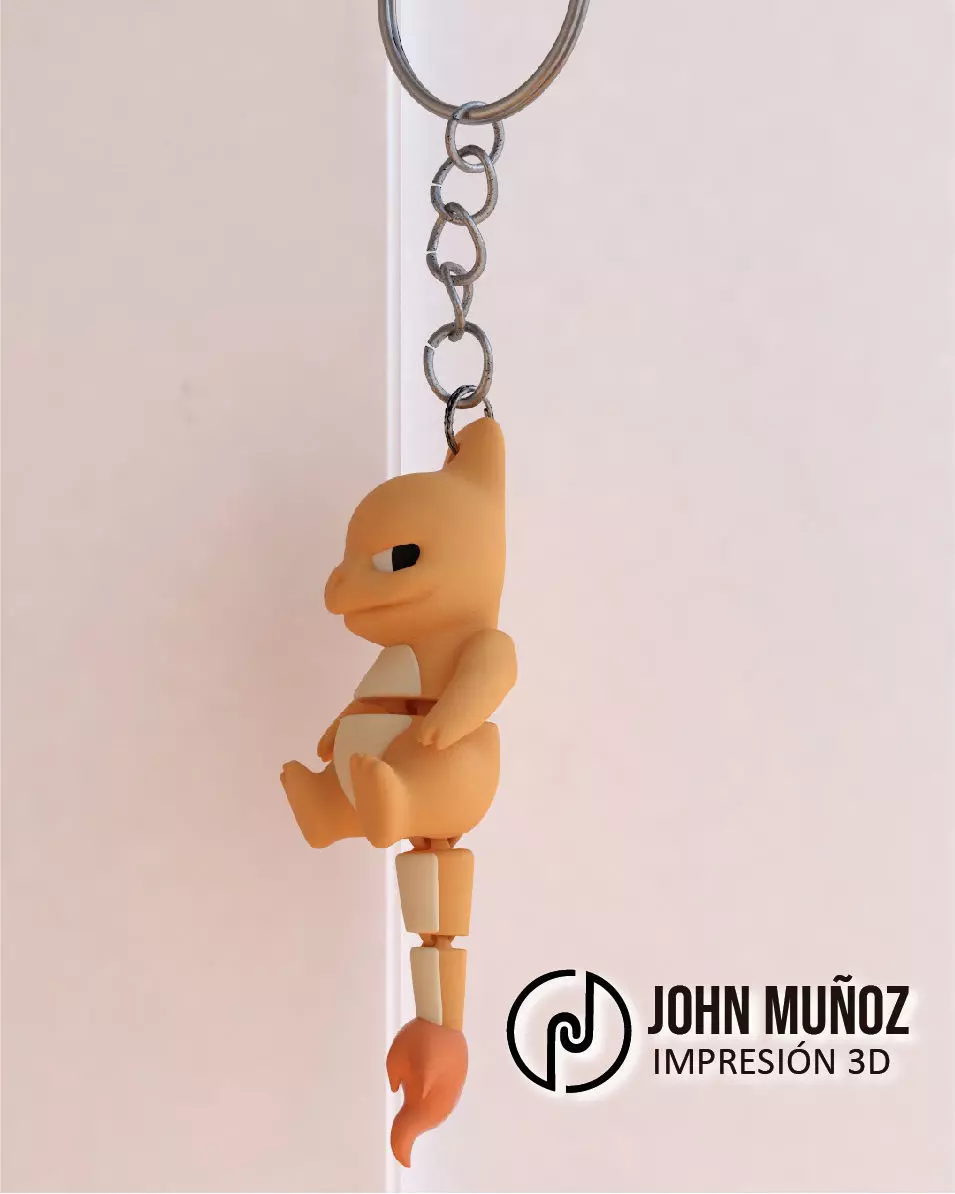 Baby Charmander Cheeky Articulated keychain 3D print model_4
