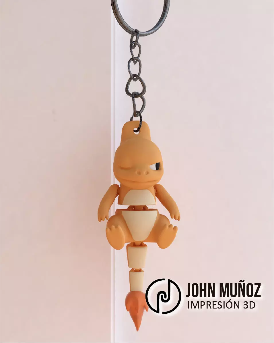 Baby Charmander Cheeky Articulated keychain 3D print model_5