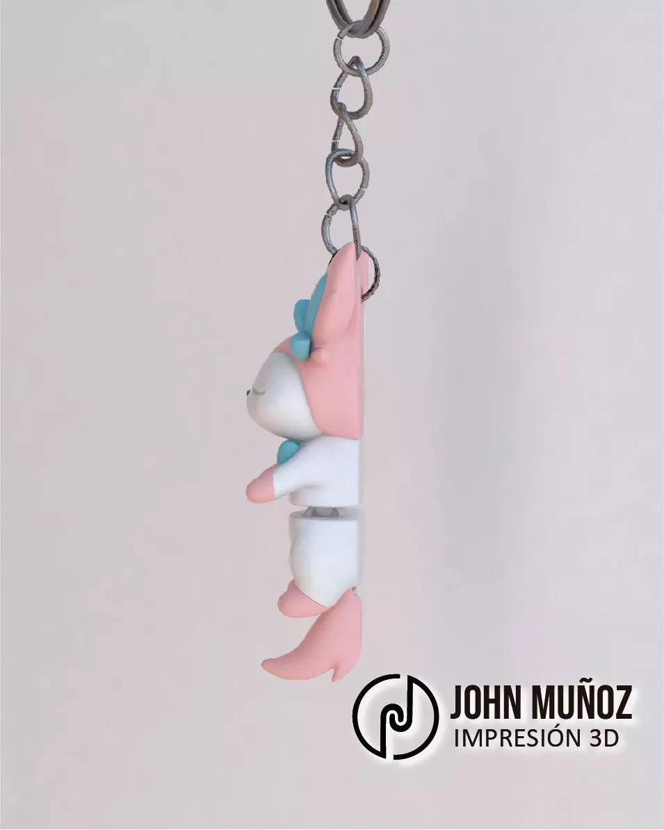 Baby Sylveon Sleeping Articulated Keychain 3D print model_1