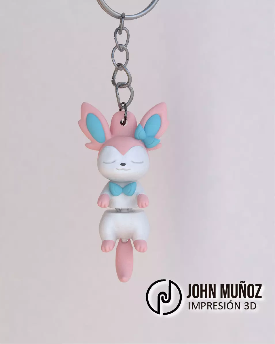 Baby Sylveon Sleeping Articulated Keychain 3D print model_5