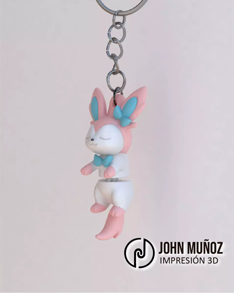 Baby Sylveon Sleeping Articulated Keychain 3D print model_0
