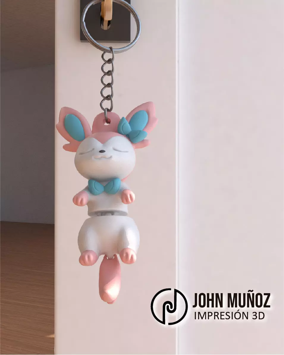 Baby Sylveon Sleeping Articulated Keychain 3D print model_2
