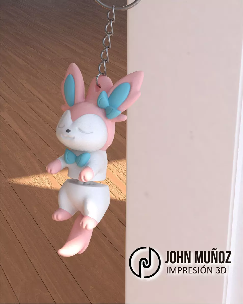 Baby Sylveon Sleeping Articulated Keychain 3D print model_3