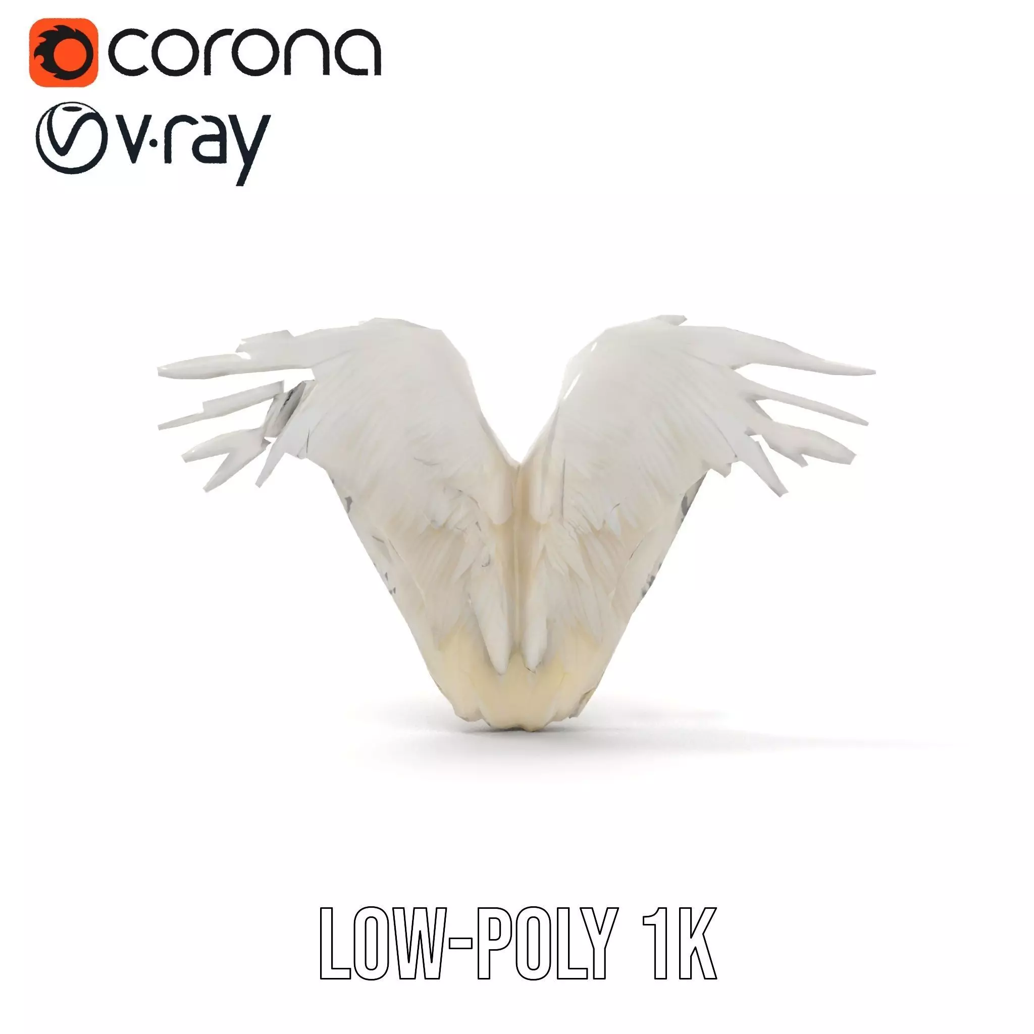 Elegant Feathered Wings model pack Low-poly 3D model_14