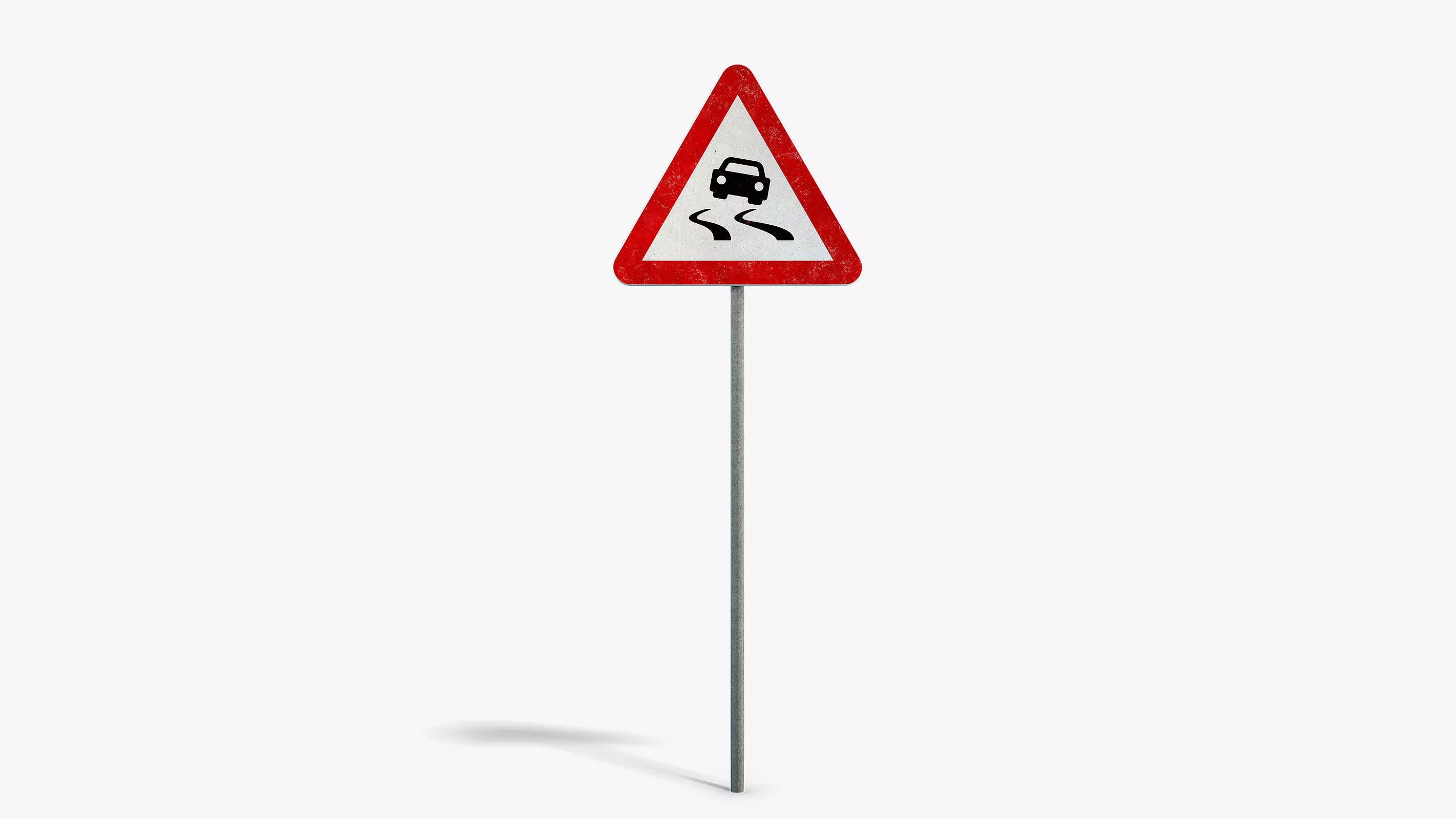 Slippery Road Sign Low-poly 3D model_0