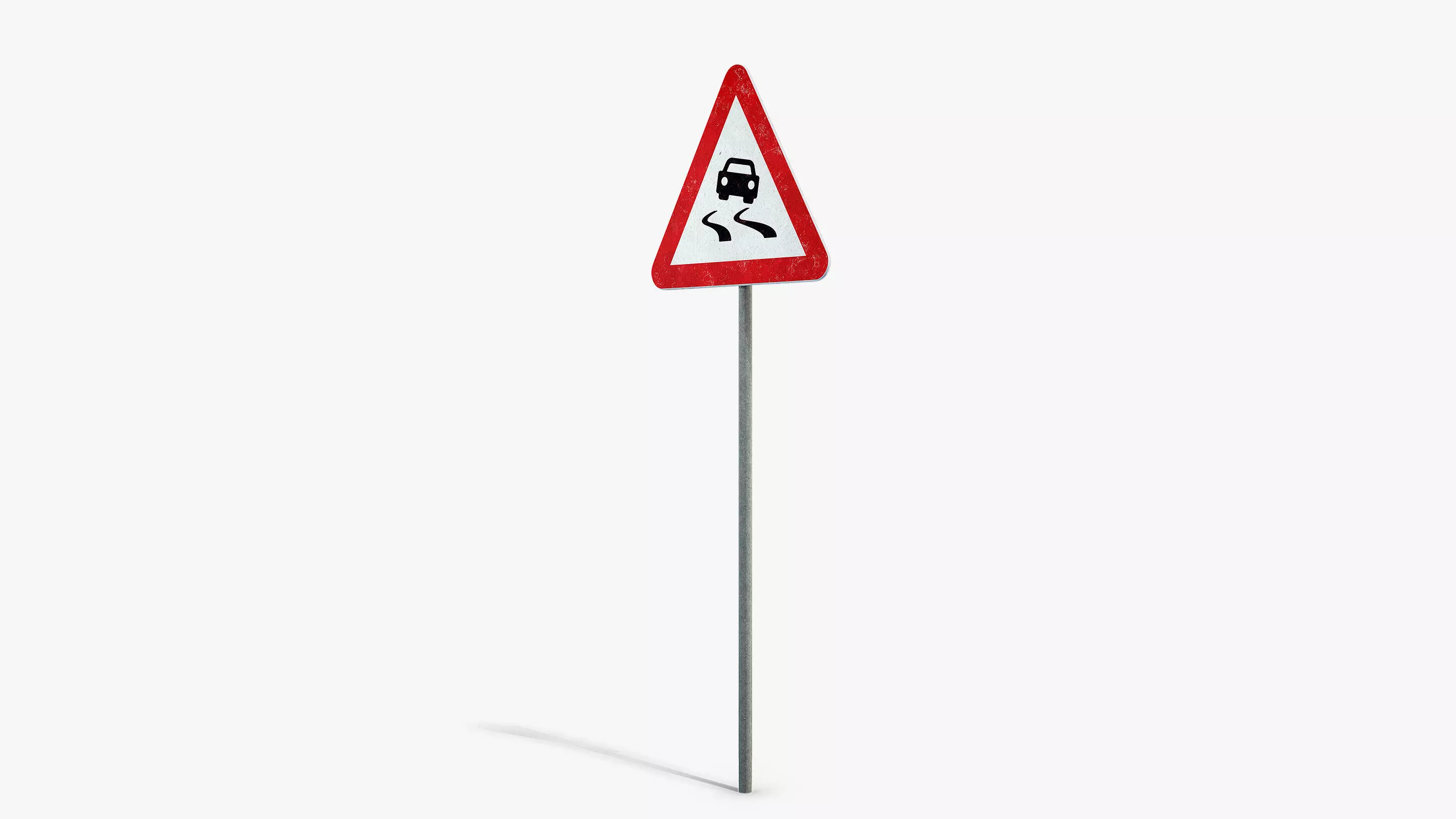 Slippery Road Sign Low-poly 3D model_5