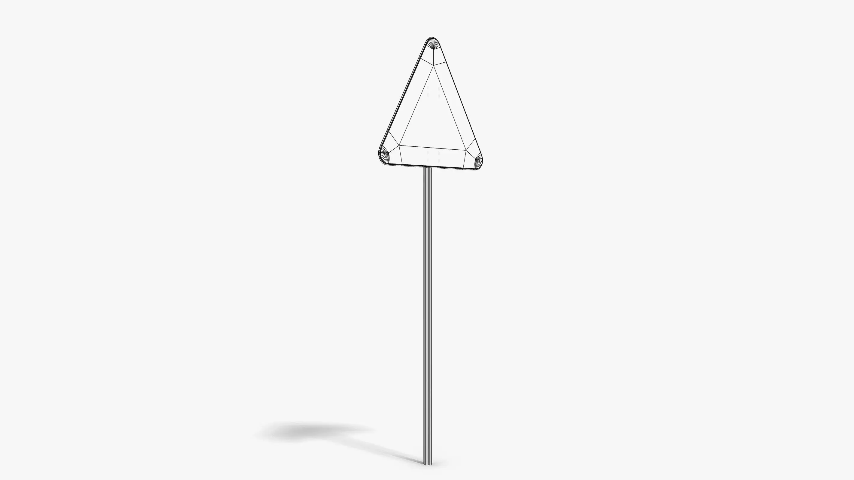 Slippery Road Sign Low-poly 3D model_7
