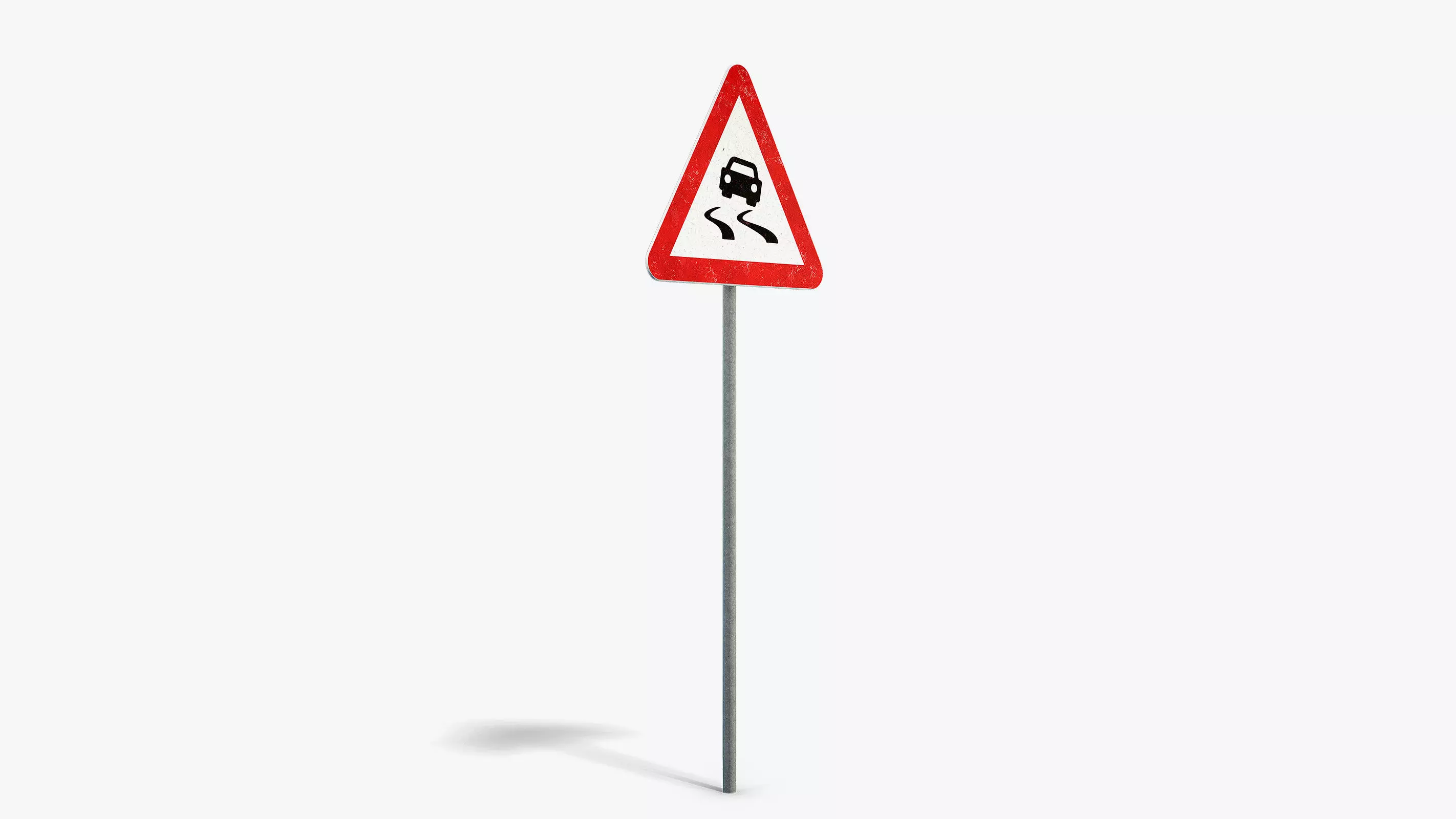 Slippery Road Sign Low-poly 3D model_1