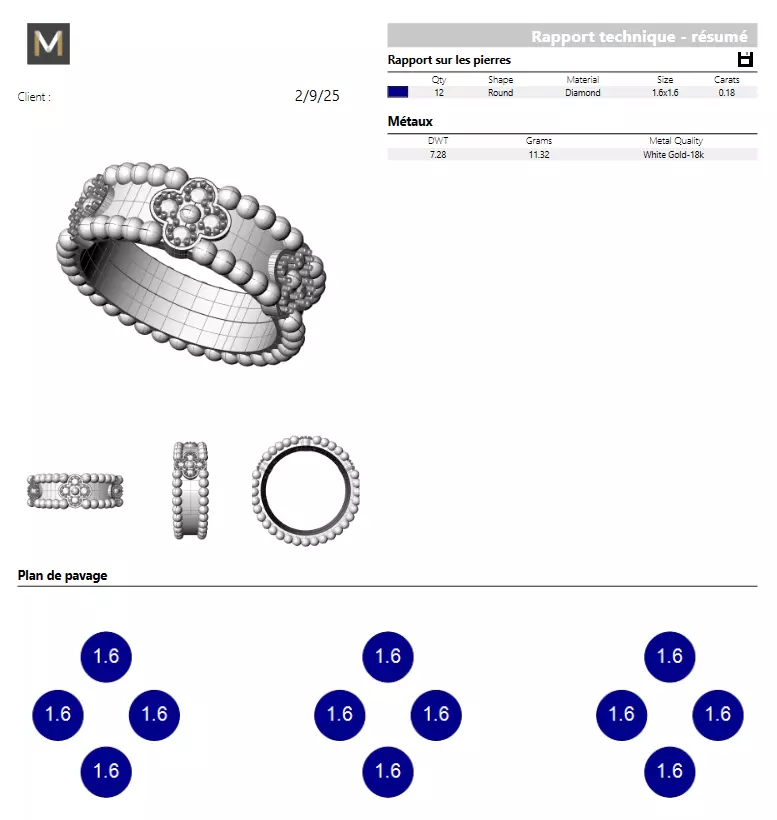 Diamonds ring  3D print model_5