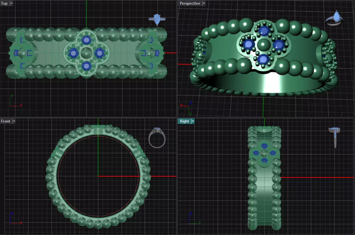 Diamonds ring  3D print model_4