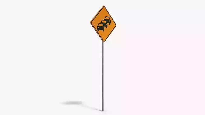 Traffic Jam Sign Low-poly 3D model 2