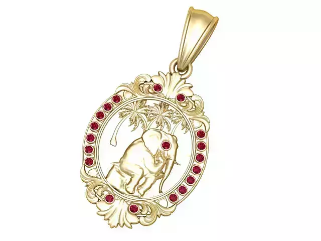 Gold Elephant Pendant 3d printable model 