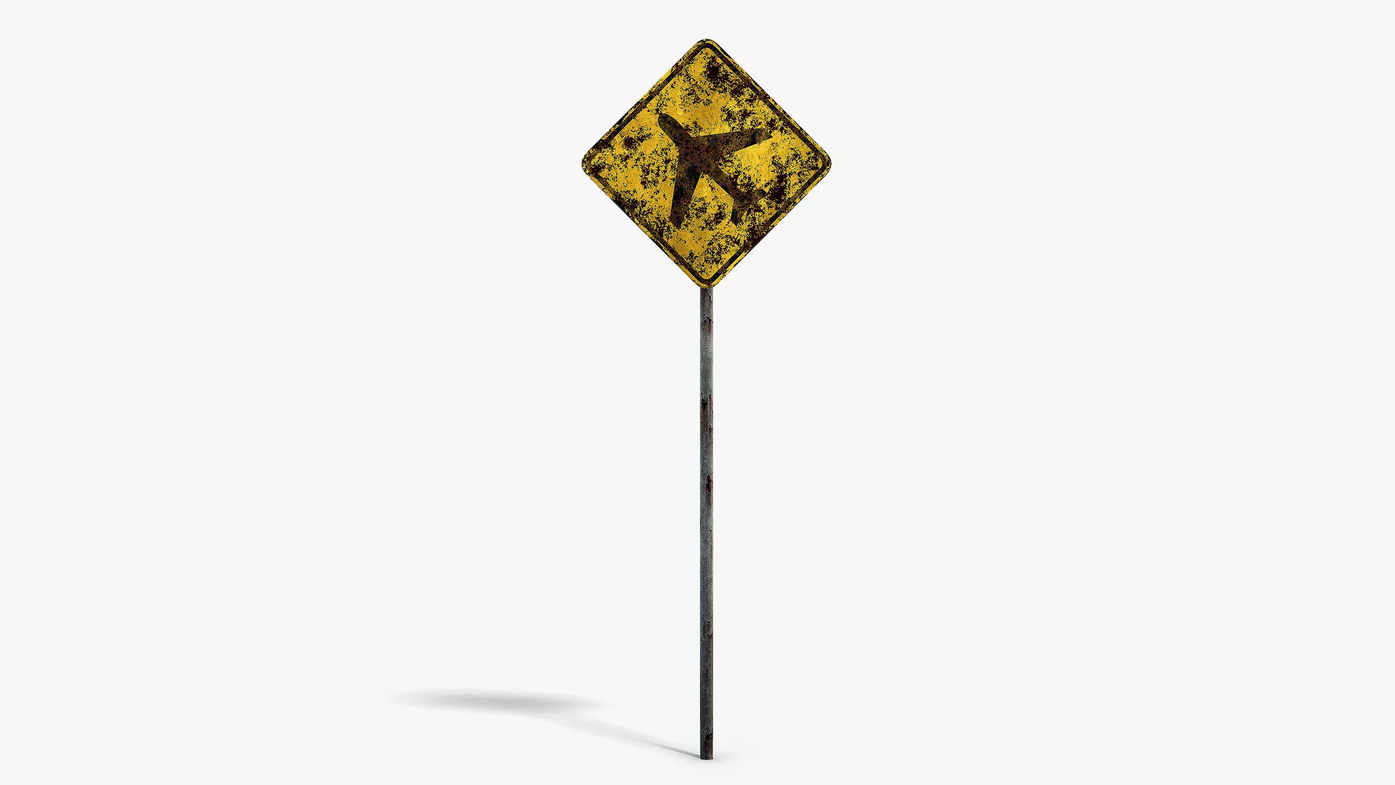 Damaged Airport Warning Sign Low-poly 3D model